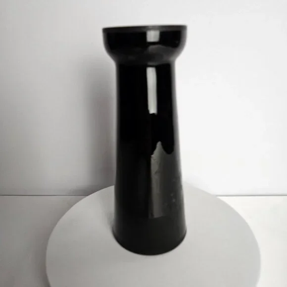 Czechoslovakian Pottery Vase Black Hand-Etched Bird Motif Gloss Finish 6.5"t - Picture 4 of 16